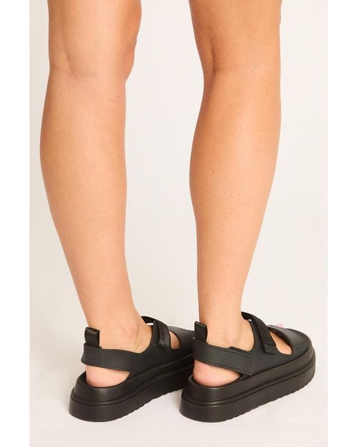 Rebellious Fashion Black Strap Detail Chunky Platform Sandals