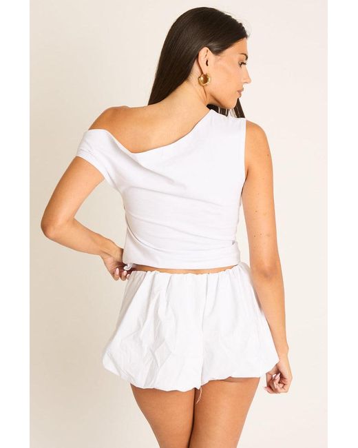 Rebellious Fashion White Puffball Shorts