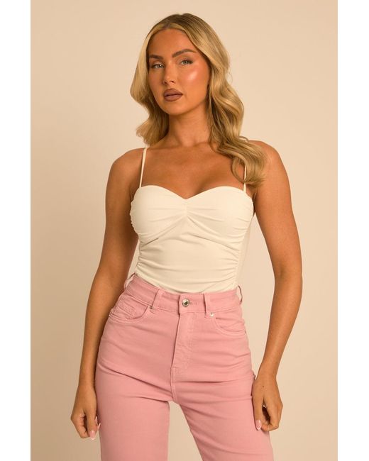 Rebellious Fashion Pink Gathered Bodysuit