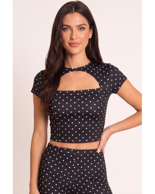 Rebellious Fashion Black Cut Out Top And Capri Pants Co-Ord Set