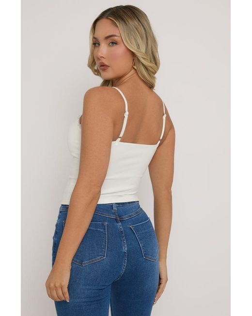 Rebellious Fashion Blue Lace Trim Button Down Corset Top