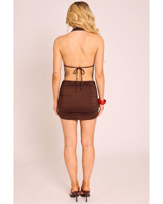 Rebellious Fashion Natural Plunge Twist Mini Dress