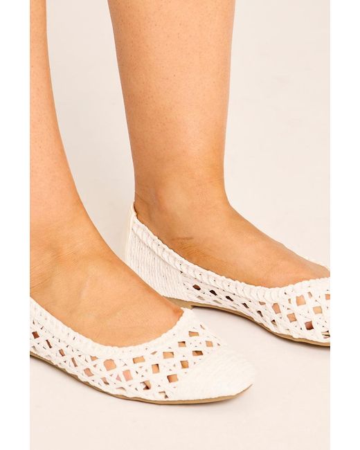 Rebellious Fashion Pink Woven Raffia Ballet Flats