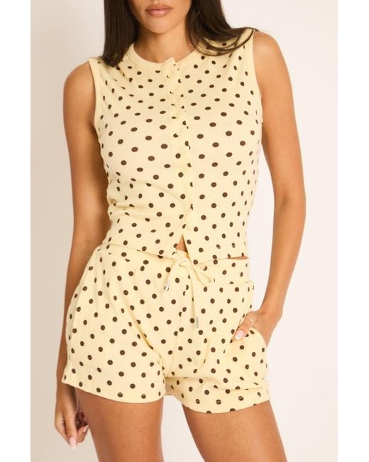 Rebellious Fashion Multicolor Sleeveless Button Front Rib Top And Short Loungewear Co-Ord Set