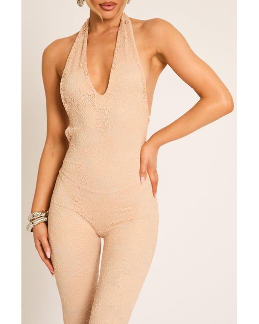 Rebellious Fashion Natural Lace Corset Capri Jumpsuit