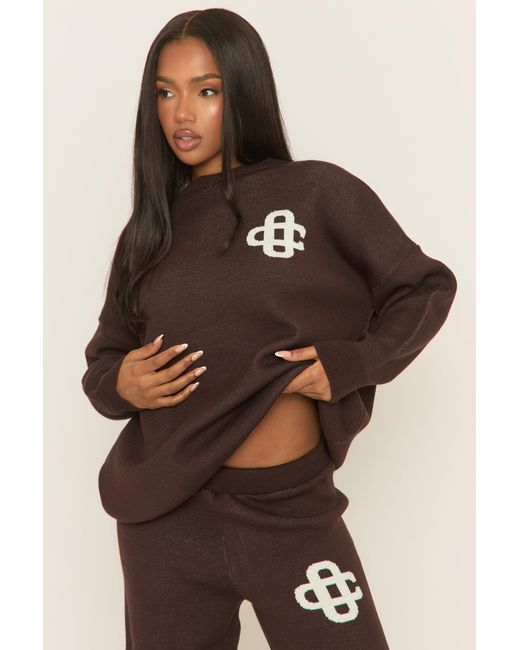 Rebellious Fashion Black Contrast Motif Knit Loungewear Co-Ord Set
