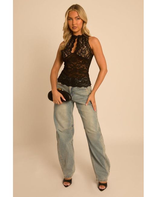 Rebellious Fashion Black Lace Cut Out Top