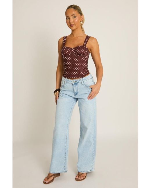 Rebellious Fashion Blue Acid Wash Wide Leg Jeans