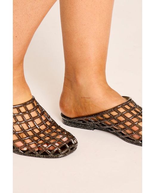 Rebellious Fashion Natural Cage Jelly Mule Sliders
