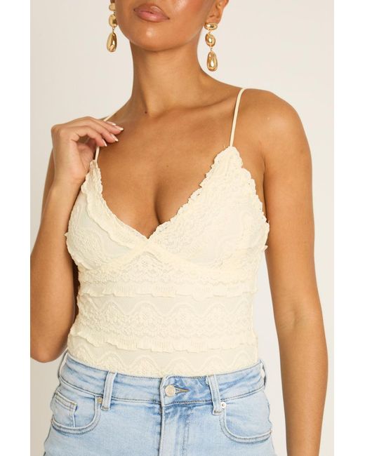 Rebellious Fashion Blue Lace Frill Bodysuit