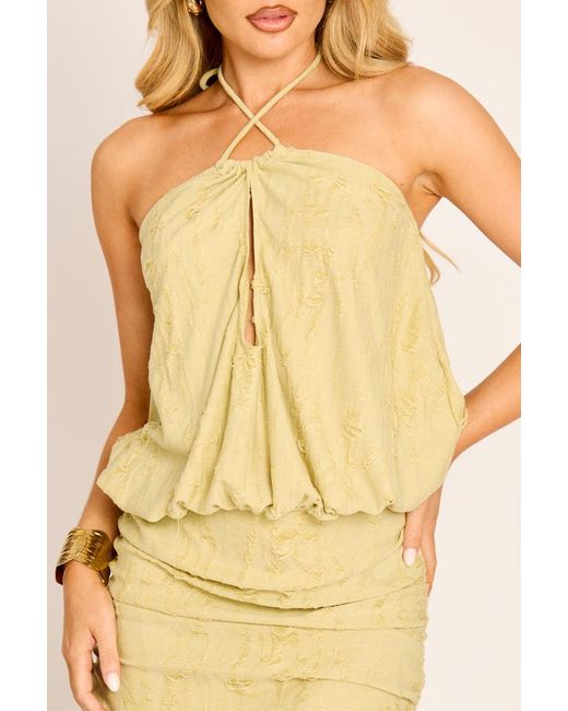 Rebellious Fashion Yellow Distressed Blouson Mini Dress