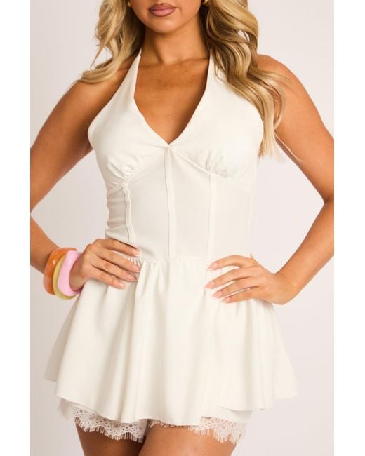 Rebellious Fashion Natural Lace Trim Frill Skort Playsuit
