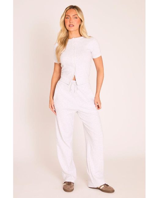 Rebellious Fashion Pink Button Front Short Sleeve Top And Jogger Co-Ord