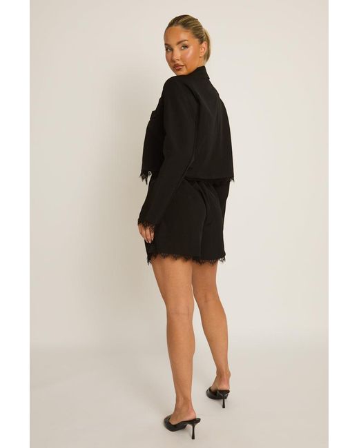 Rebellious Fashion Black Lace Trim Shorts