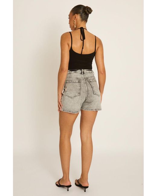 Rebellious Fashion Gray Washed Denim Shorts
