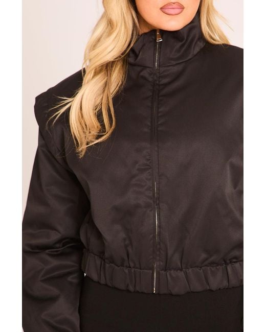Rebellious Fashion Black Zip Up Bomber Jacket