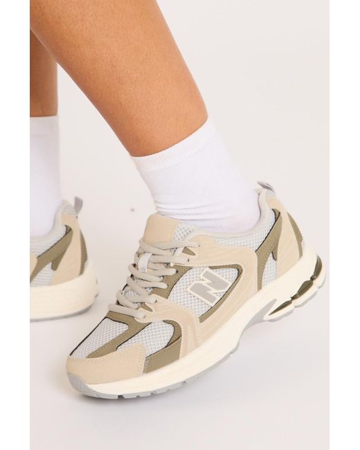 Rebellious Fashion White Mesh Detail Chunky Trainers