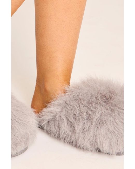 Rebellious Fashion Gray Fluffy Mule Slippers