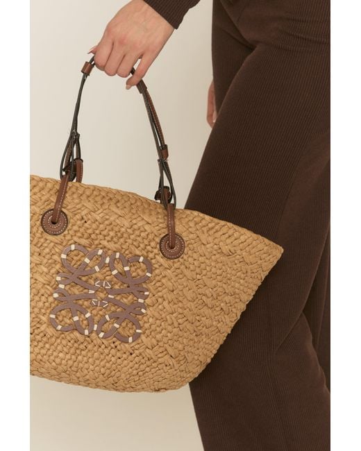 Rebellious Fashion Brown Logo Detail Raffia Tote Bag