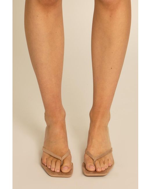 Rebellious Fashion Natural Thong Strap Micro Kitten Heel Mules