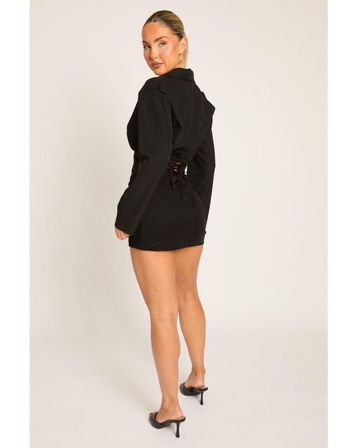 Rebellious Fashion Black Tailored Corset Detail Shirt