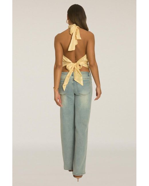 Rebellious Fashion Yellow Halterneck Blouson Top