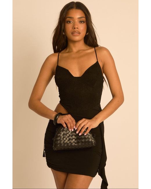Rebellious Fashion Natural Lace Cut Out Ruffle Mini Dress