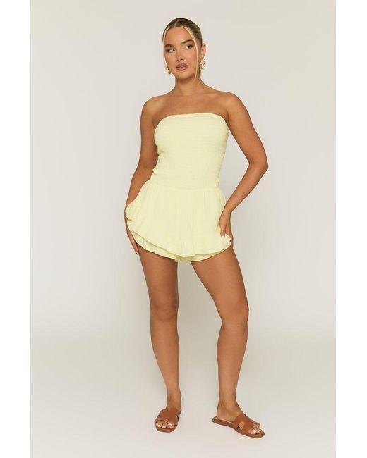 Rebellious Fashion Multicolor Butter Shirred Textured Ruffle Playsuit