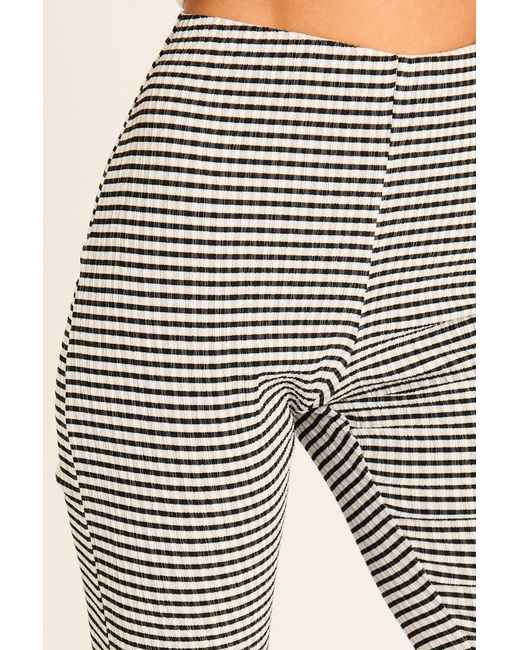 Rebellious Fashion Natural Gingham Print Split Hem Capri Pants