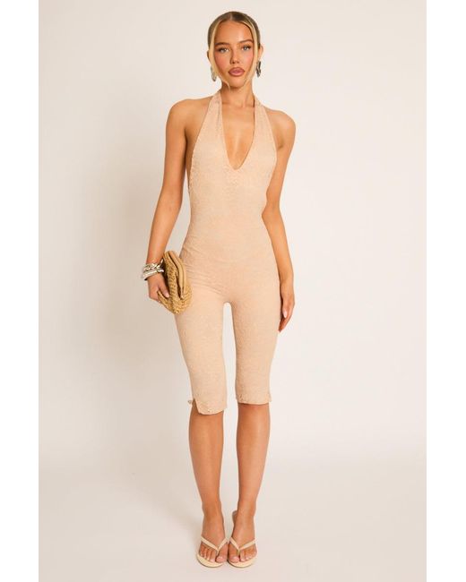 Rebellious Fashion Natural Lace Corset Capri Jumpsuit