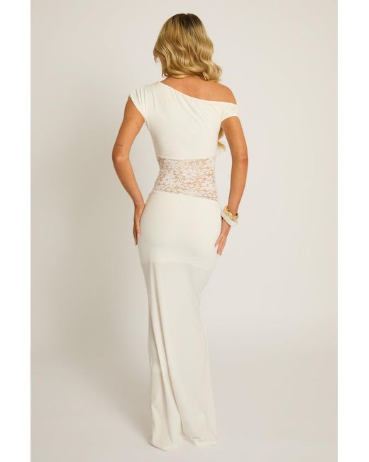 Rebellious Fashion Natural Lace Asymmetric Maxi Dress