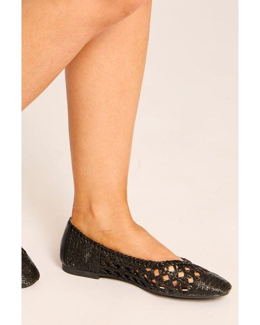 Rebellious Fashion Black Woven Raffia Ballet Flats