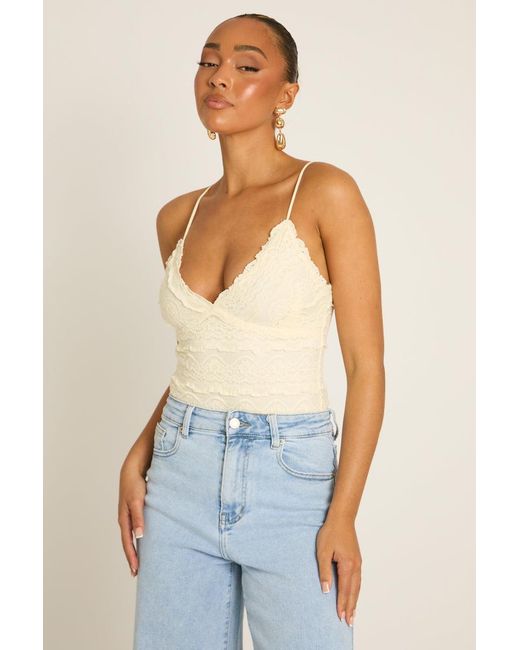 Rebellious Fashion Blue Lace Frill Bodysuit