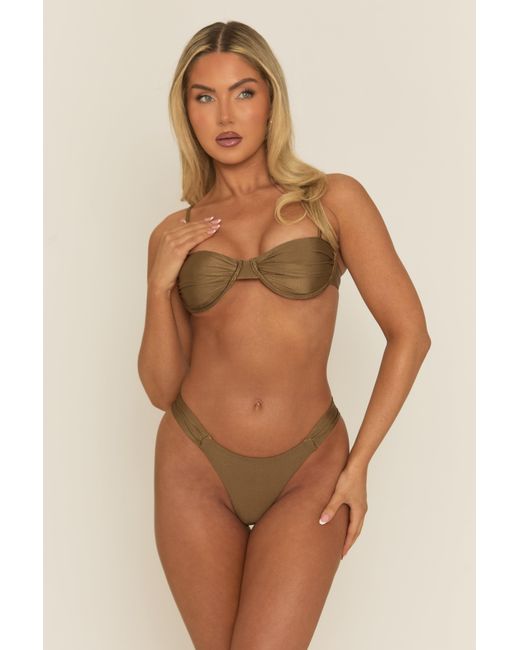 Rebellious Fashion Brown Balconette Bikini Set