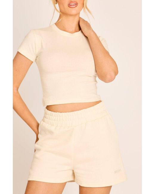 Rebellious Fashion Natural Rebellious Logo Jersey Jogger Shorts