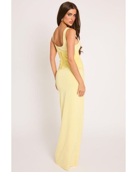 Rebellious Fashion Yellow 2-In-1 Corset Maxi Dress
