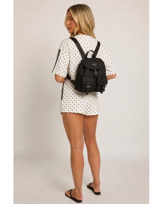Rebellious Fashion Black Logo Detail Nylon Backpack Bag
