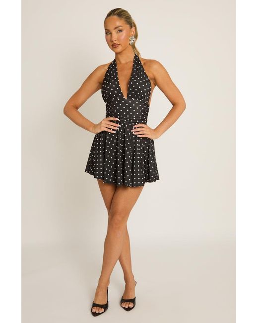 Rebellious Fashion Multicolor Halter Plunge Neck Mini Dress