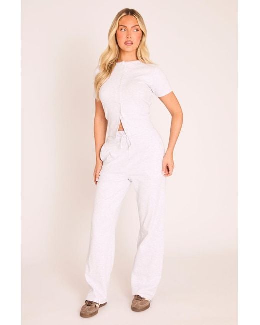 Rebellious Fashion Pink Button Front Short Sleeve Top And Jogger Co-Ord