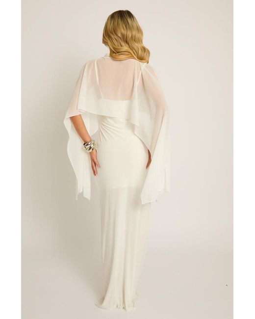 Rebellious Fashion Natural Cape Detail Maxi Dress