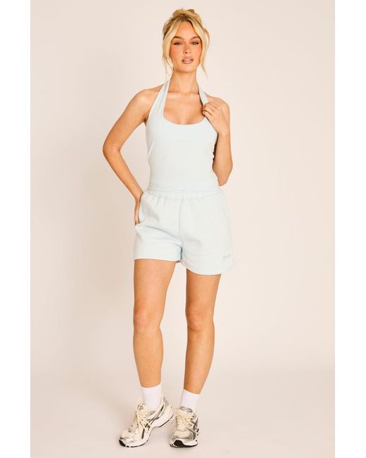 Rebellious Fashion White Light Rebellious Logo Jersey Jogger Shorts