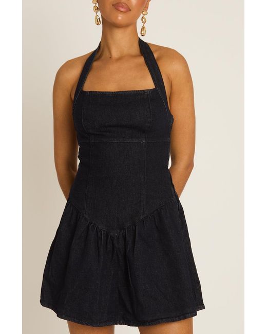 Rebellious Fashion Blue Drop Waist Denim Dress