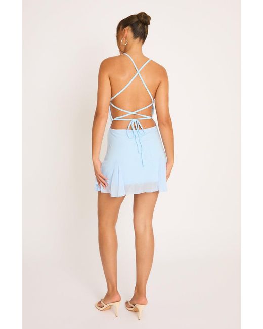 Rebellious Fashion Blue Godet Hem Mini Dress