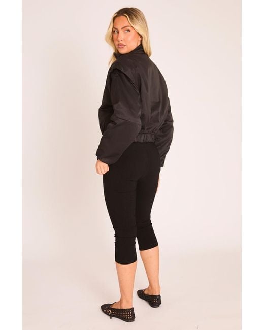 Rebellious Fashion Black Zip Up Bomber Jacket
