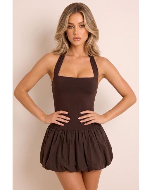 Rebellious Fashion Black Halterneck Puffball Mini Dress