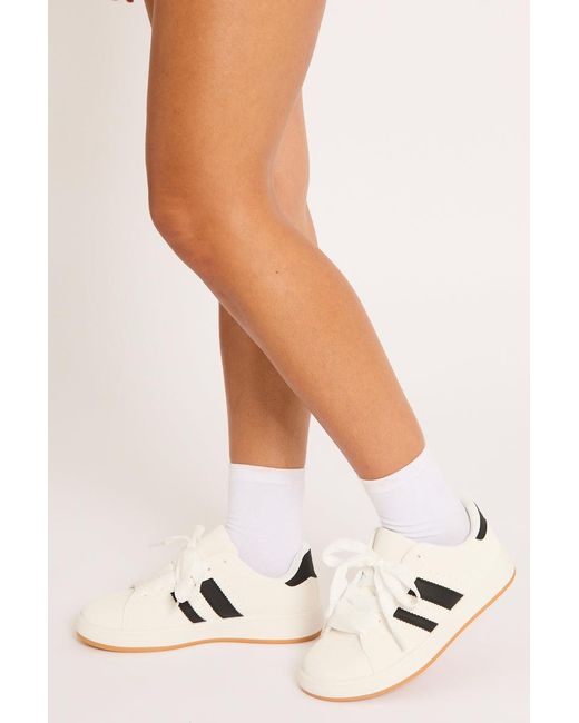 Rebellious Fashion White Stripe Detail Trainers