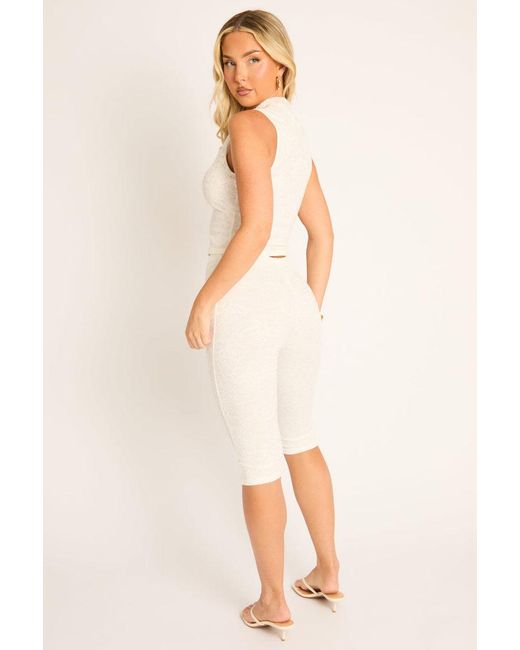 Rebellious Fashion White Lace Trim Detail Top And Capri Co-Ord Set