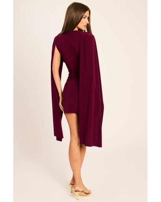 Rebellious Fashion Gathered Cape Mini Dress