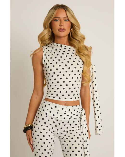 Rebellious Fashion Natural Tie Shoulder Top And Capri Pants Co-Ord Set