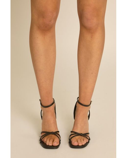 Rebellious Fashion Natural Faux Leather Strappy Block Heels